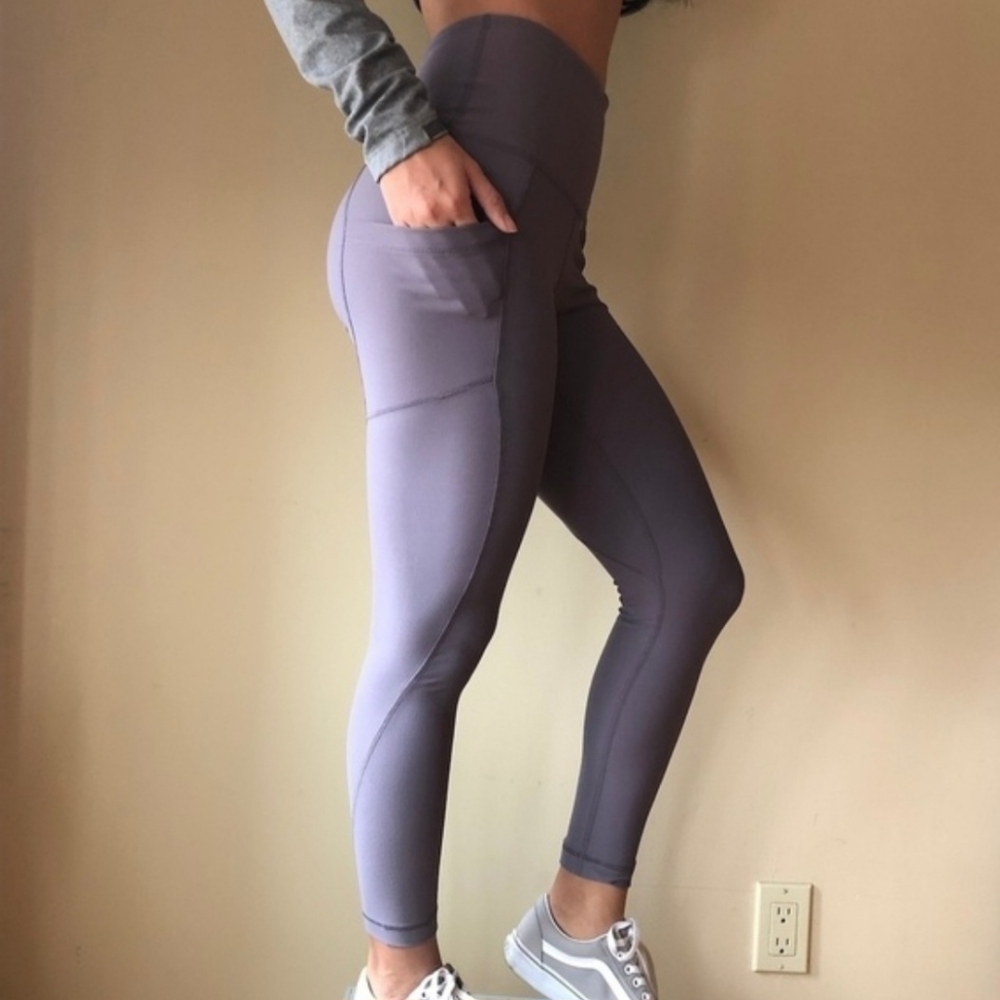 90 Degree by Reflex High Rise Ankle Leggings in Grey Mauve Size S
